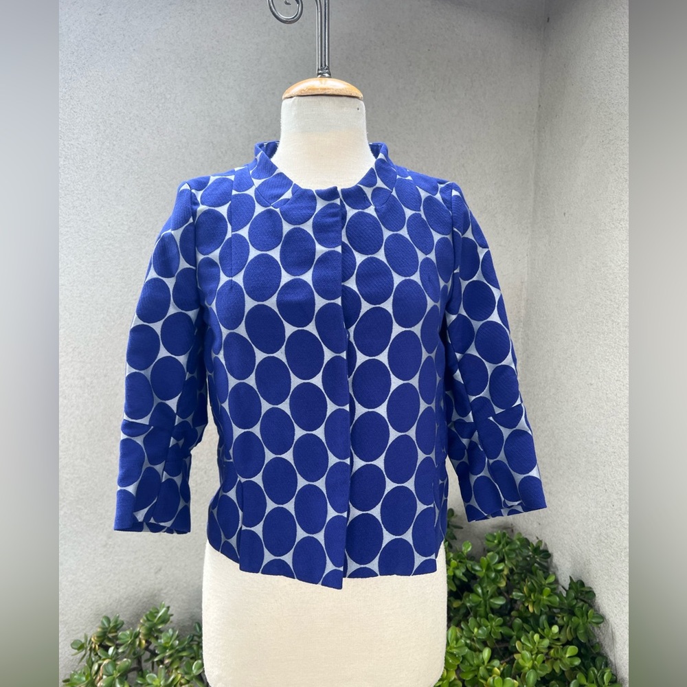 Marni at H&M short jacket blue grey polkadot size 4